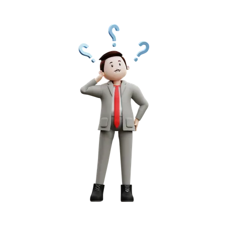 Man Standing And Asking Question  3D Illustration