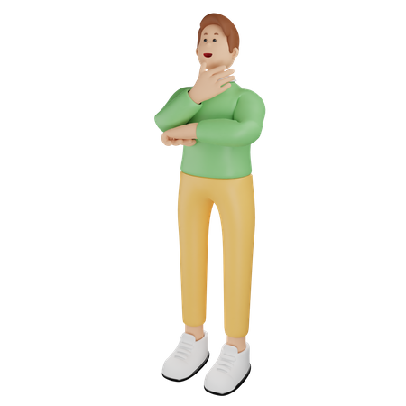 Man Standing and thinking something 3D Illustration