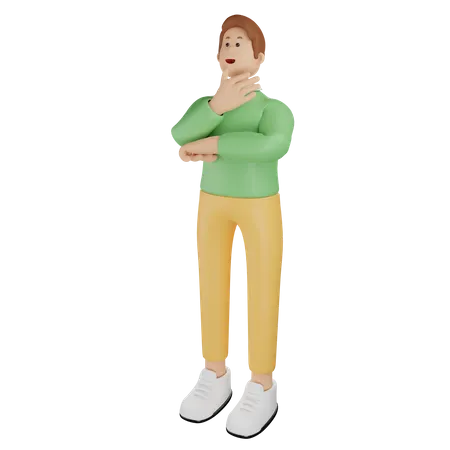 Man Standing and thinking something 3D Illustration