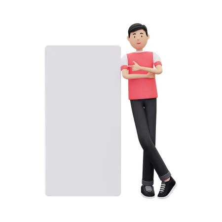 Man Standing Behind Placard  3D Illustration