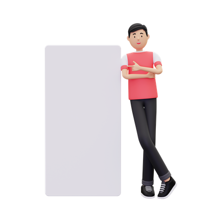 Man Standing Behind Placard 3D Illustration