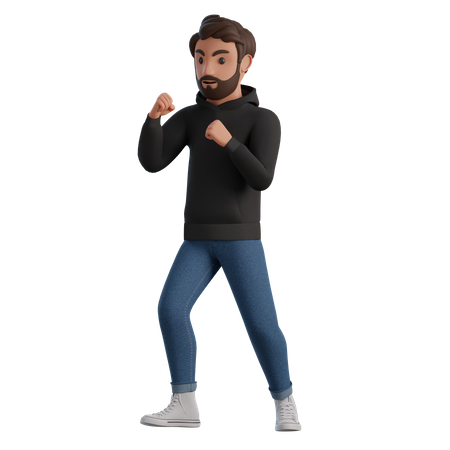 Man standing in a fighting pose  3D Illustration