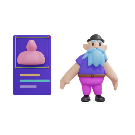 Man standing in a metaverse environment with the info tab  3D Icon