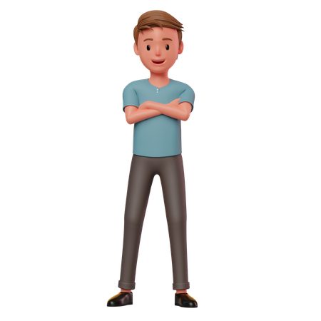 Man Standing In Crossed Arms Pose  3D Illustration