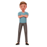 3d man in crossed arms pose