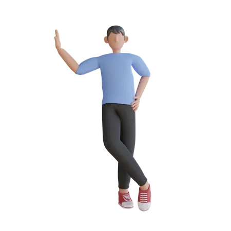 Man standing in lean pose 3D Illustration