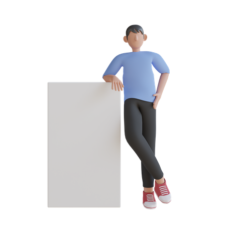 Man standing near placard  3D Illustration