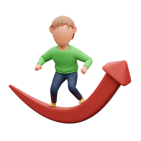 Man Standing On Arrow Up  3D Illustration