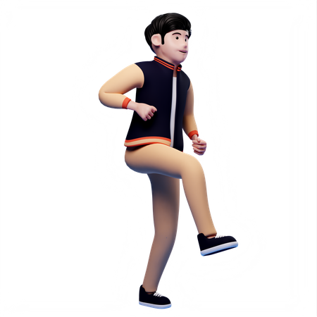 Man standing on one leg  3D Illustration