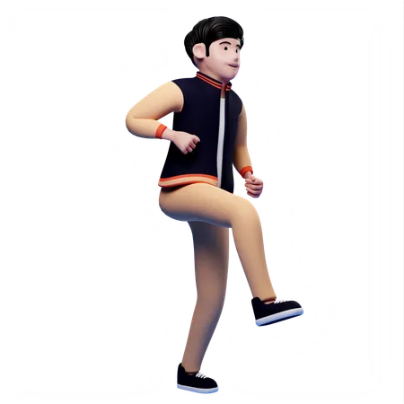 Man standing on one leg  3D Illustration