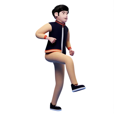 Man standing on one leg  3D Illustration