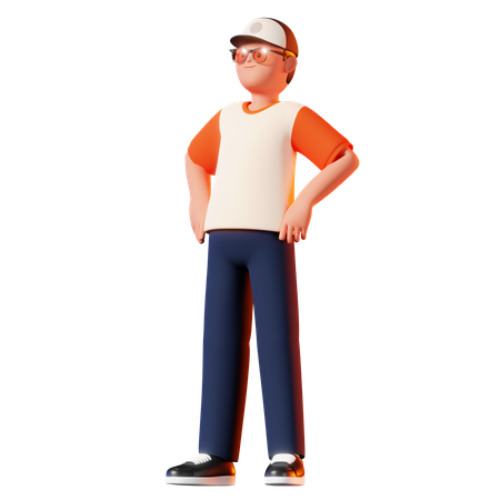 Man Standing Proudly Pose  3D Illustration