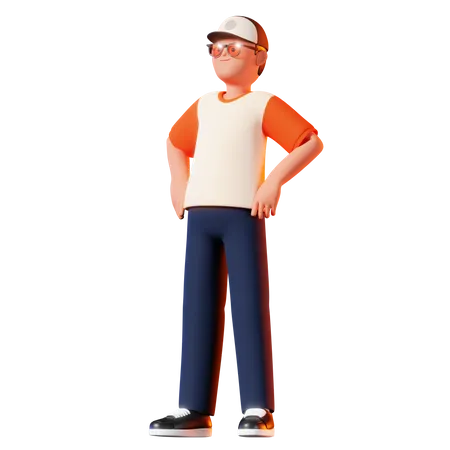 Man Standing Proudly Pose  3D Illustration
