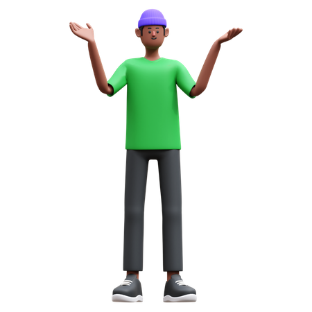 Man standing while confused  3D Illustration