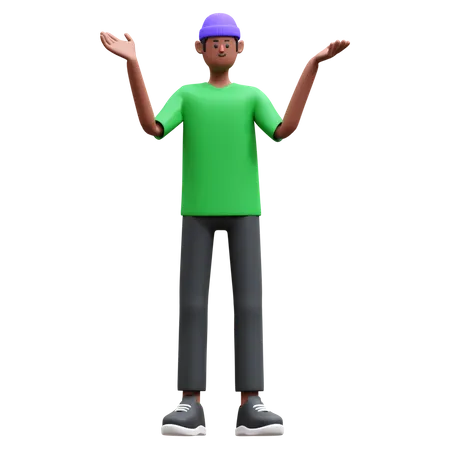 Man standing while confused  3D Illustration