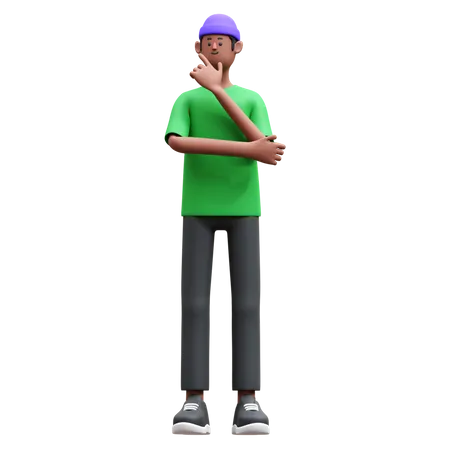 Man standing while in Thinking Pose  3D Illustration