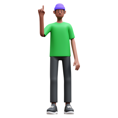 Man standing while pointing up  3D Illustration