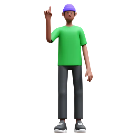Man standing while pointing up  3D Illustration