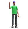 Man standing while pointing up