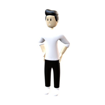 Man Standing While Putting Hands On Waist  3D Illustration