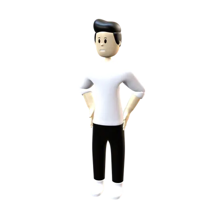 Man Standing While Putting Hands On Waist  3D Illustration