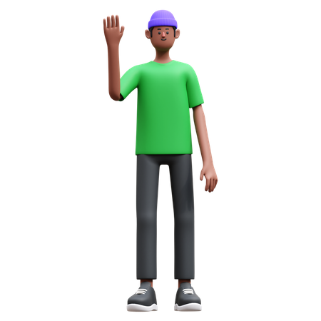 Man standing while waving hand  3D Illustration