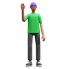 Man standing while waving hand