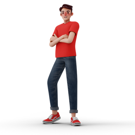 Man standing with folded arms  3D Illustration