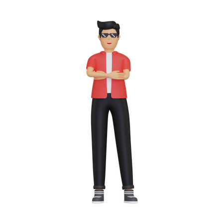 Man standing with folded hands  3D Icon