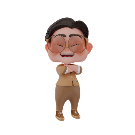 Man standing with folded hands  3D Illustration