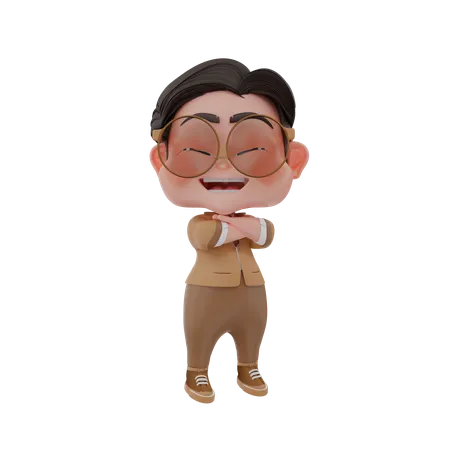 Man standing with folded hands  3D Illustration