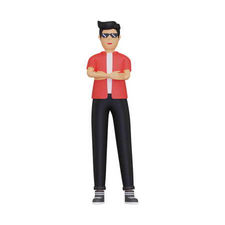 Man standing with folded hands 3D Illustration