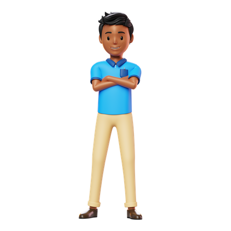 Man Standing with folded hands 3D Illustration