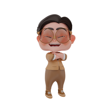 Man standing with folded hands 3D Illustration