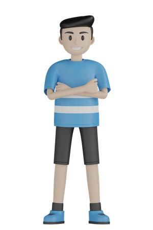 Man Standing With Folded Hands 3D Illustration