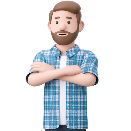 Man Standing With Folding Hands  3D Illustration