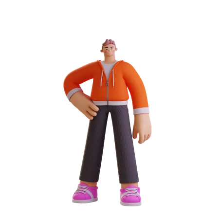 Man standing with hand on waist  3D Illustration