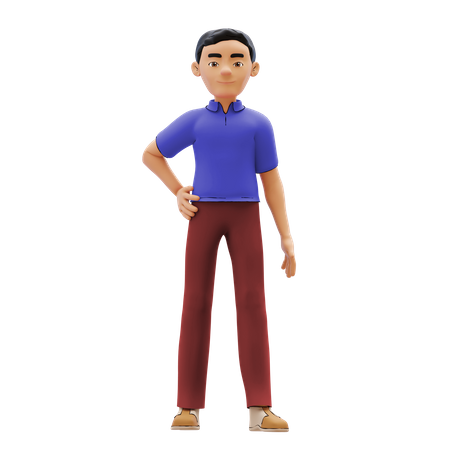Man standing with one hand on waist  3D Icon