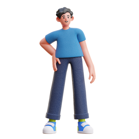 Man standing with one hand on waist  3D Illustration