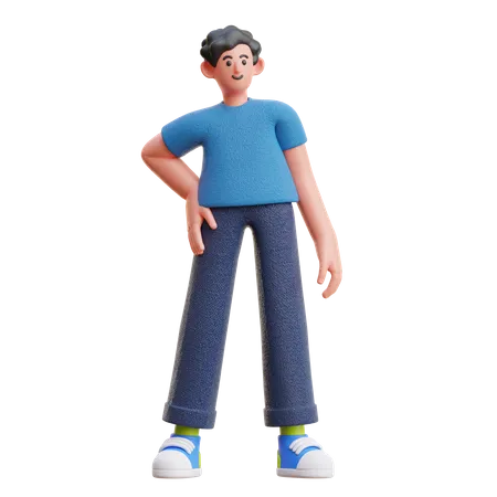 Man standing with one hand on waist  3D Illustration