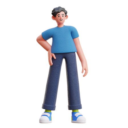 Man standing with one hand on waist 3D Illustration