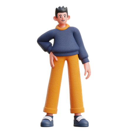 Man standing with one hand on waist 3D Illustration