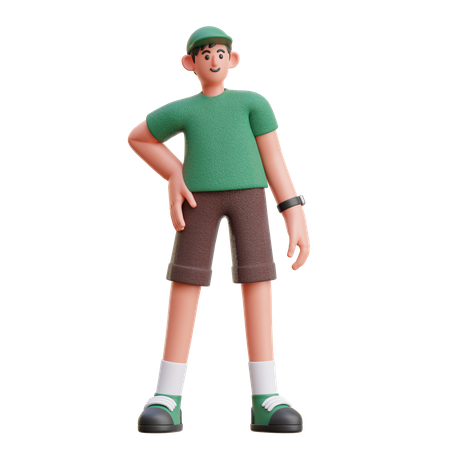 Man standing with one hand on waist  3D Illustration