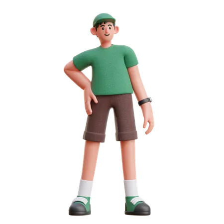 Man standing with one hand on waist  3D Illustration