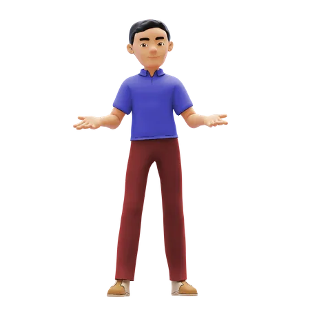 Man Standing with open arms 3D Illustration