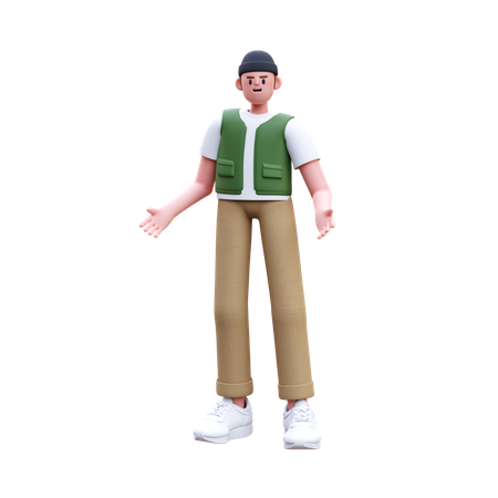 Man Standing With Open Hands  3D Illustration