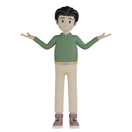 Man Standing With Open Hands  3D Illustration