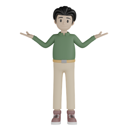 Man Standing With Open Hands  3D Illustration