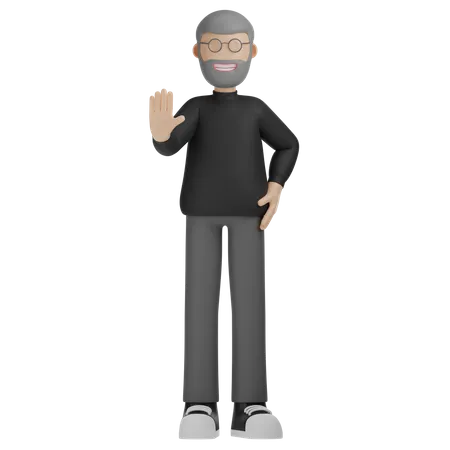 3 D Character Man Stop Gesture 3D Illustration