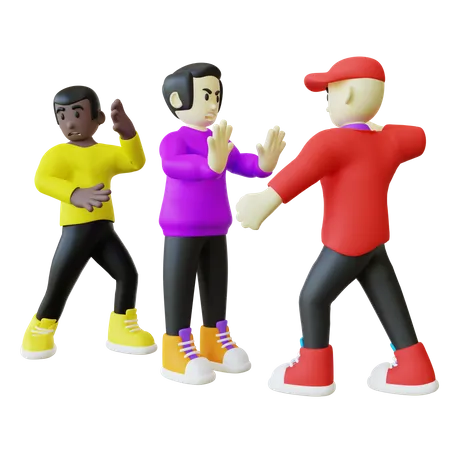 Man Stopped Bullying  3D Illustration